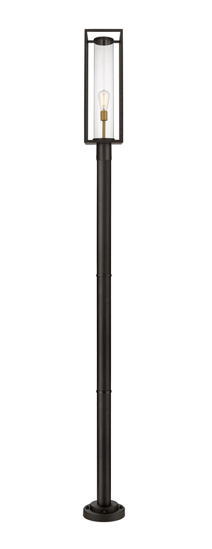 Dunbroch 1 Light Outdoor Post Mounted Fixture in Deep Bronze + Outdoor Brass Finish