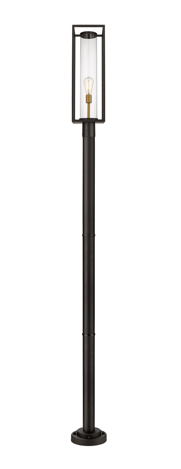 Dunbroch 1 Light Outdoor Post Mounted Fixture in Deep Bronze + Outdoor Brass Finish