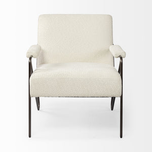 Vicunya Cream Fabric W/Gun Metal Gray Metal Frame Accent Chair