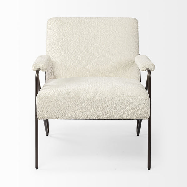Vicunya Cream Fabric W/Gun Metal Gray Metal Frame Accent Chair