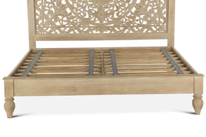 Taj Mango Wood King Bed in Natural Whitewash Finish