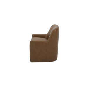 Moe's Maisie Rolling Dining Chair in Tan Leather