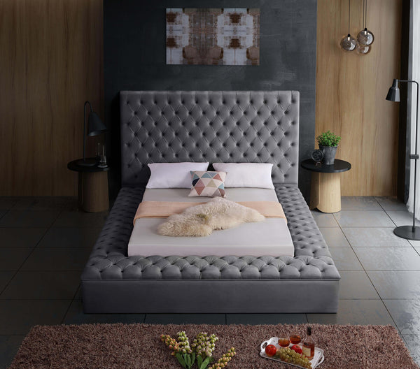 Randal Queen Bed In Grey Velvet