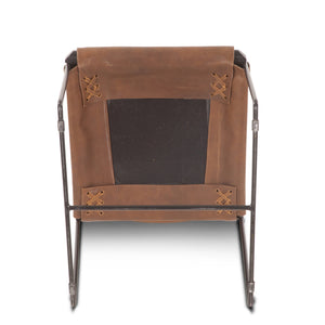 New York 17" Buffalo Leather and Iron Dining Chair, Brown