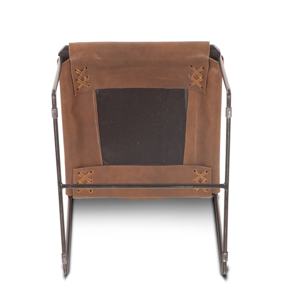 New York 17" Buffalo Leather and Iron Dining Chair, Brown