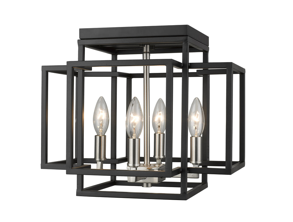 Titania 4 Light Flush Mount in Black + Brushed Nickel Finish