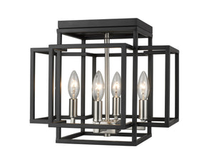 Titania 4 Light Flush Mount in Black + Brushed Nickel Finish