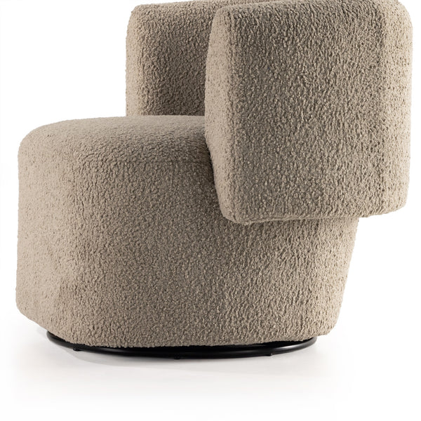 Tybalt Swivel Chair In Sheepskin Camel