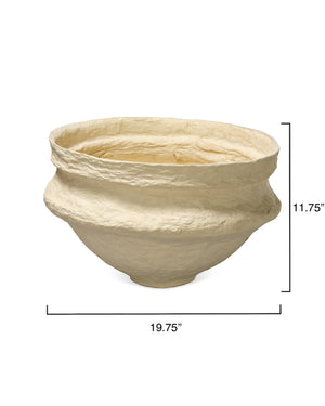 Landscape Cotton Mache Large Decorative Bowl, Cream