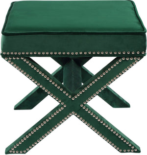 Alan Ottoman/Bench In Green Velvet