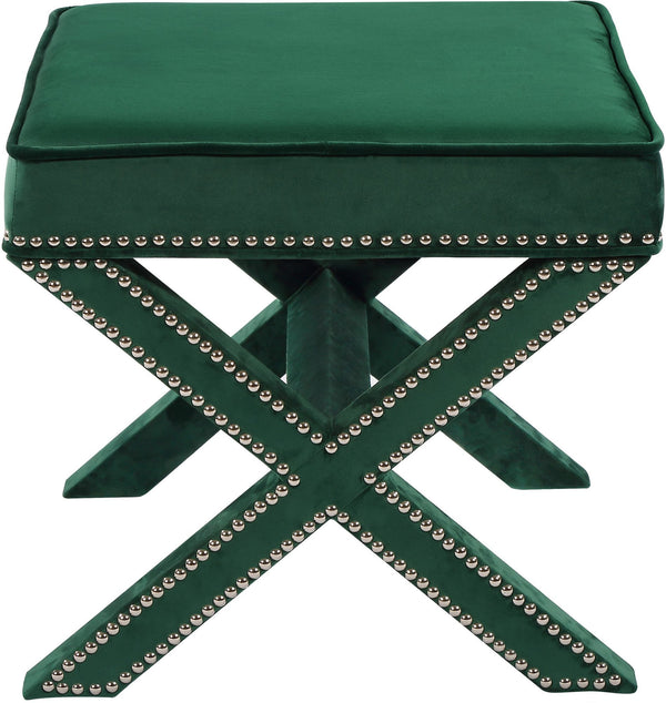 Alan Ottoman/Bench In Green Velvet