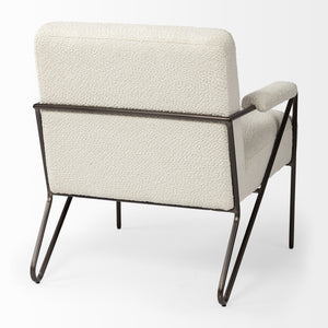 Vicunya Cream Fabric W/Gun Metal Gray Metal Frame Accent Chair