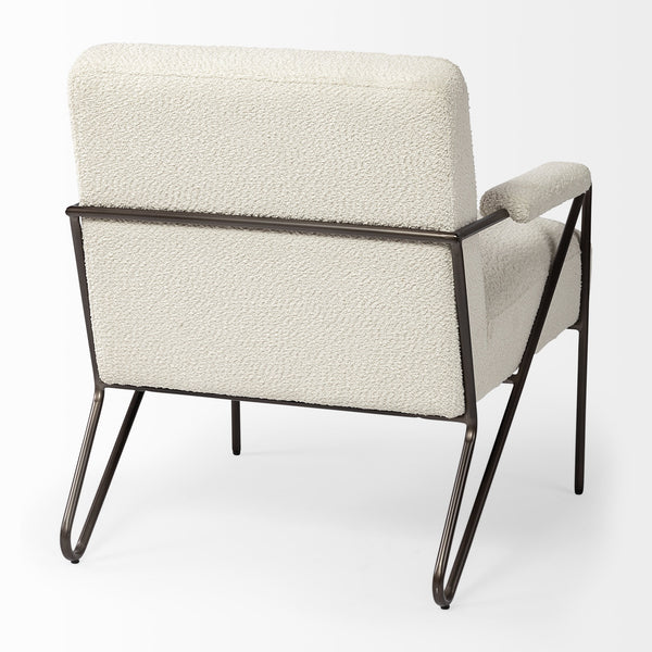 Vicunya Cream Fabric W/Gun Metal Gray Metal Frame Accent Chair