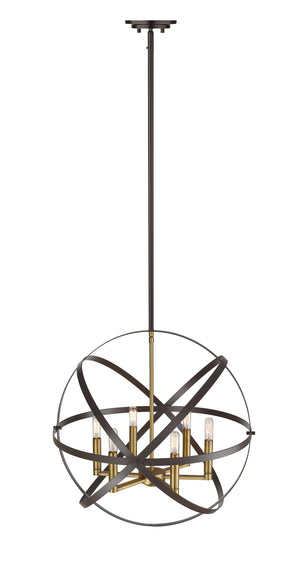 Cavallo 6 Light Pendant in Hammered Bronze + Olde Brass Finish