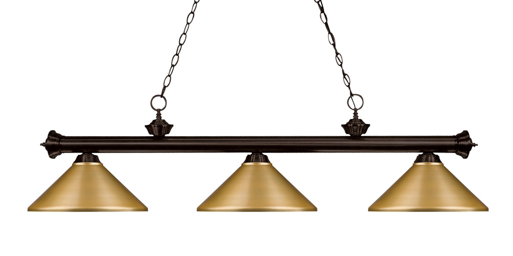 Riviera 3 Light Billiard Light in Bronze Finish