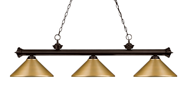 Riviera 3 Light Billiard Light in Bronze Finish