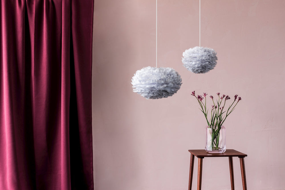 Eos Micro Hardwired Pendant in Grey with White Cord