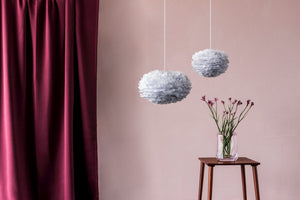 Eos Micro Hardwired Pendant in Grey with White Cord