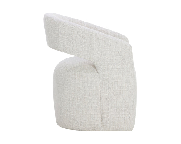LLORET WHEELED DINING ARMCHAIR - MERINO PEARL