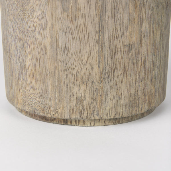 Knox Short Gray-Wash Wood Decorative Object