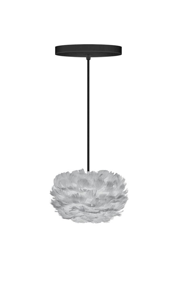 Eos Micro Hardwired Pendant in Grey with Black Cord