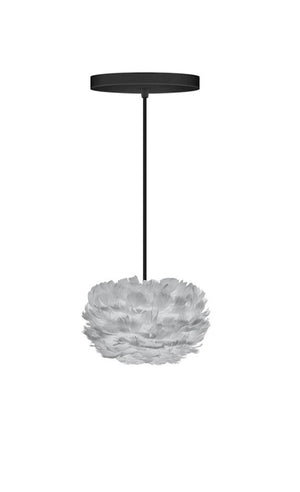 Eos Micro Hardwired Pendant in Grey with Black Cord