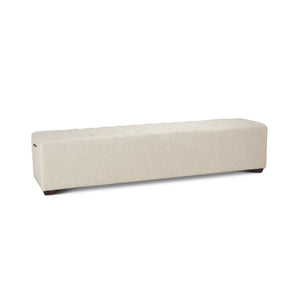 D'Orsay 78-Inch Long Beige Linen Bench with Diamond Stitched Detailing