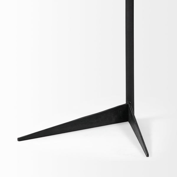 Ballatine II 15L x 15W x 27L White Marble Round Top White w/ Black Metal Base Accent Table