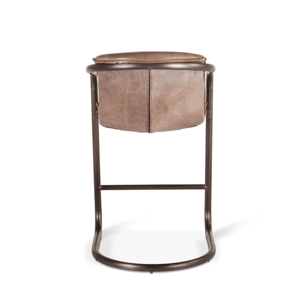 Portofino Distressed Jet Brown Leather Counter Chair