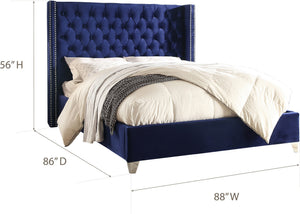 Isabel King Bed In Navy Velvet