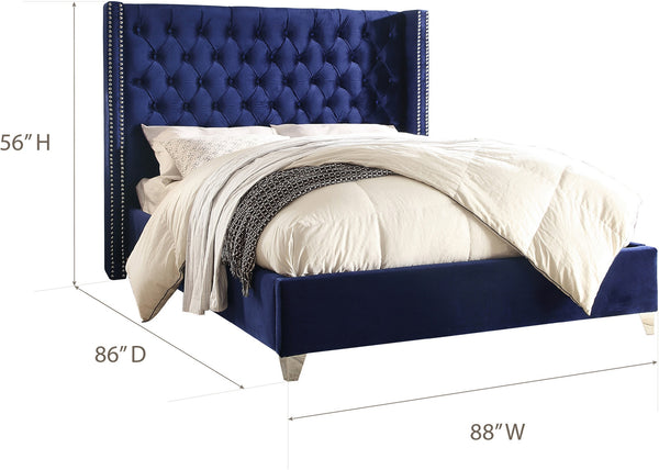 Isabel King Bed In Navy Velvet