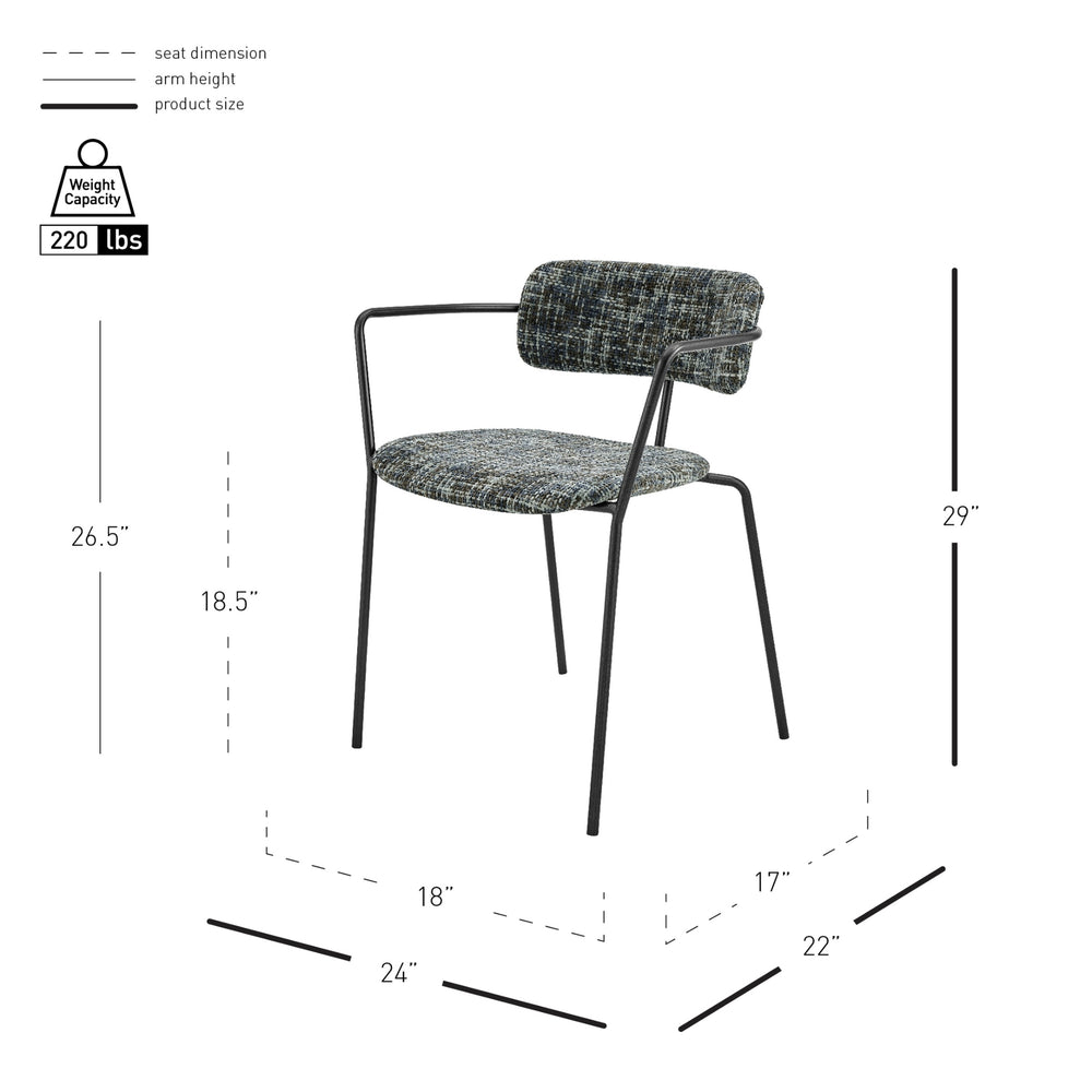 Alivia KD Chenille Dining Side Arm Chair, Allure Gray