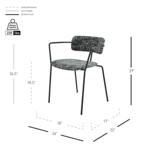 Alivia KD Chenille Dining Side Arm Chair, Allure Gray