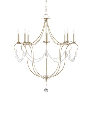 Crystal Lights Silver Large Chandelier In Silver Leaf
