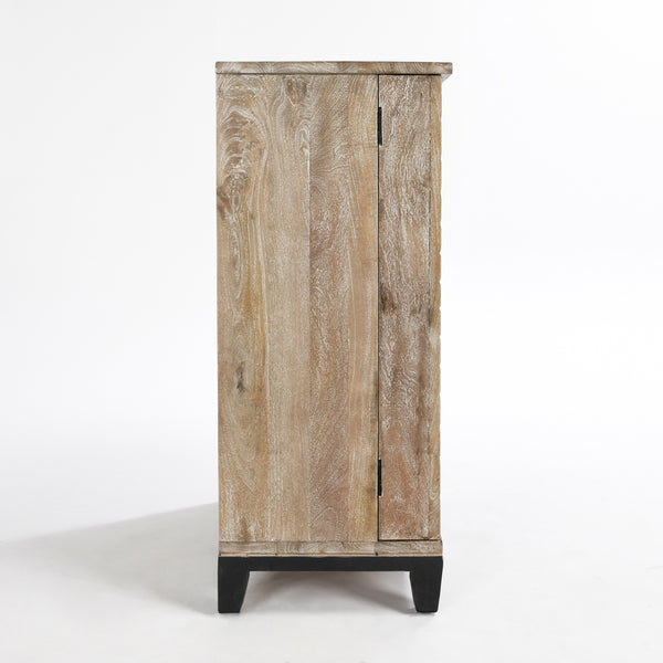 Vivienne Solid Wood Bar Cabinet - Distressed Taupe