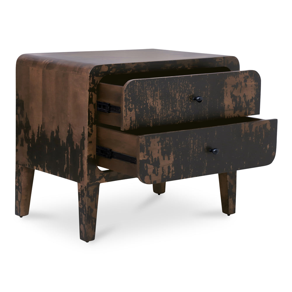 Iris Nightstand in Distressed Black Mango Wood