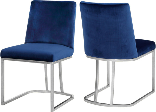 Rick Dining Chair In Navy Velvet and Chrome