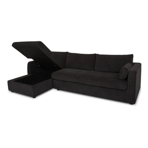 Moe's Burrow Sleeper Sectional with Storage Chaise Black