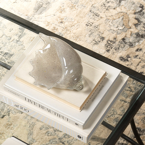 Triton Hand Blown Decorative Glass Shell, Grey