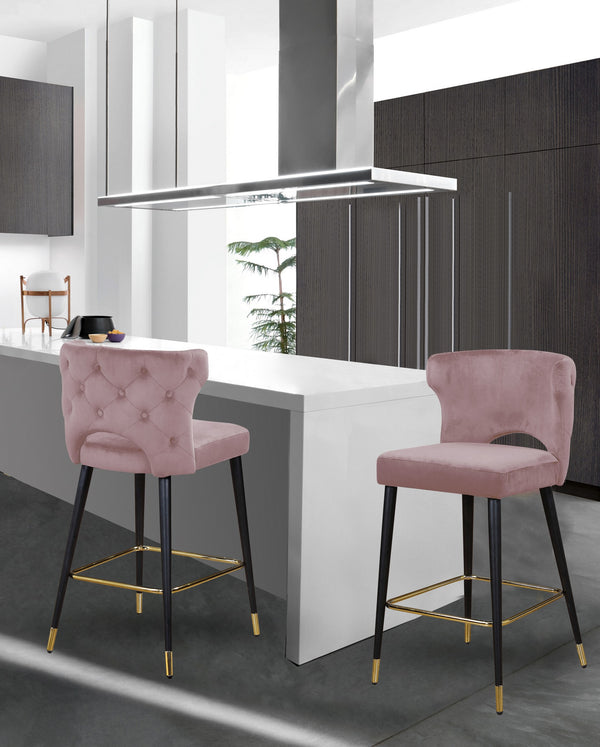 Allan Stool In Pink Velvet