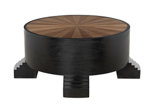 Tambour Mahogany Coffee Table with Veneer Top in Hand-Rubbed Black