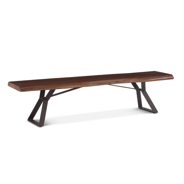 London Loft 90-Inch Acacia Wood Live Edge Dining Bench in Walnut Finish