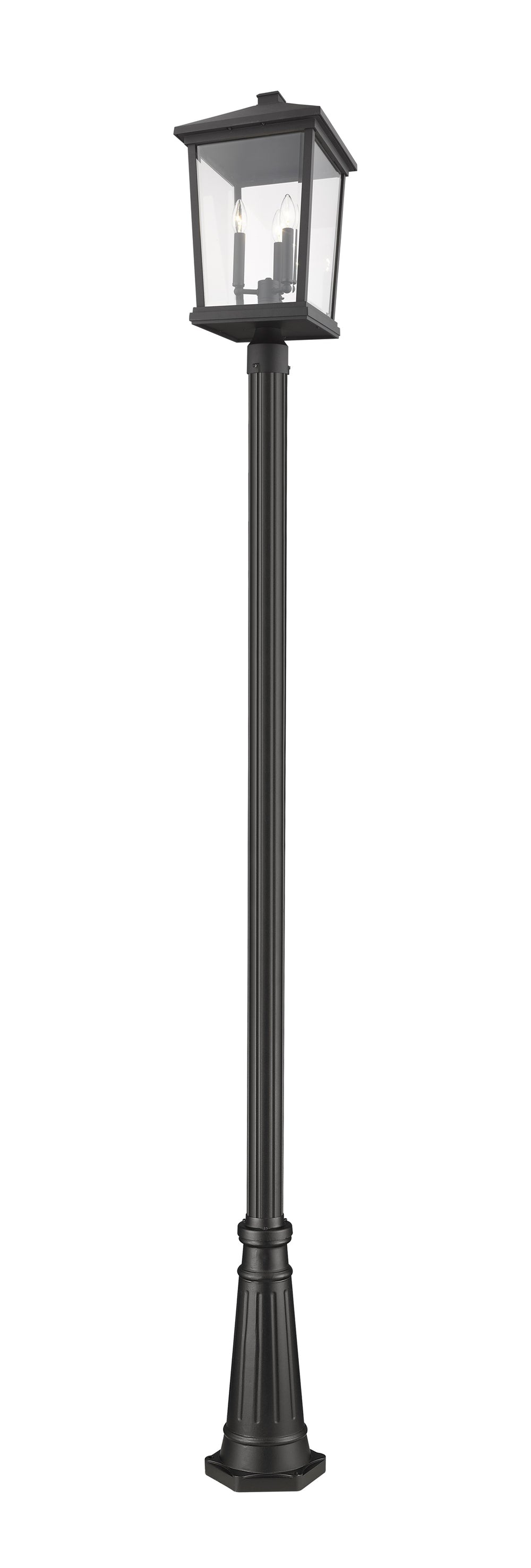 Beacon 3 Light Outdoor Post Mounted Fixture in Black Finish