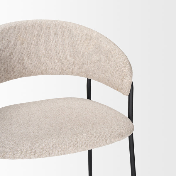 Carolyn Bar Stool w/ Oatmeal Fabric & Matte Black Metal