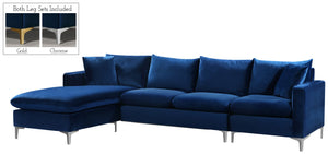 Lucy 2pc. Reversible Sectional In Navy Velvet