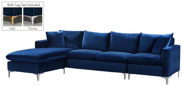 Lucy 2pc. Reversible Sectional In Navy Velvet