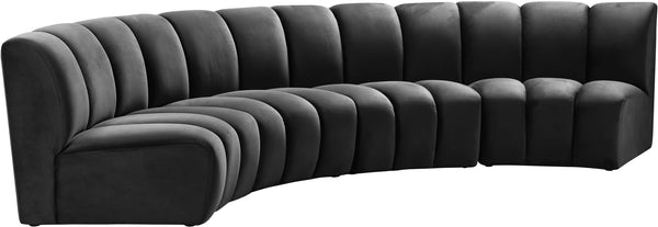 Lynda 4pc. Modular Sectional In Grey Velvet
