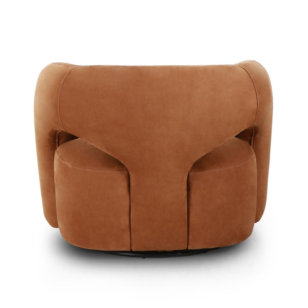 Mazie Swivel Chair - Nubuck Cognac
