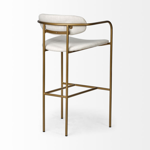 Parker 30" Seat Height Cream Fabric Seat Gold Metal Bar Stool