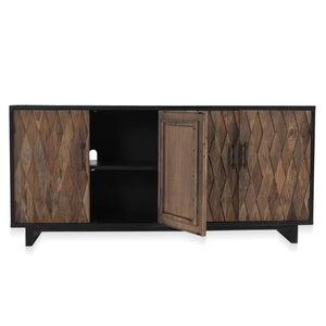 Anton Solid Wood 4Dr Cabinet in Black-Natural Finish